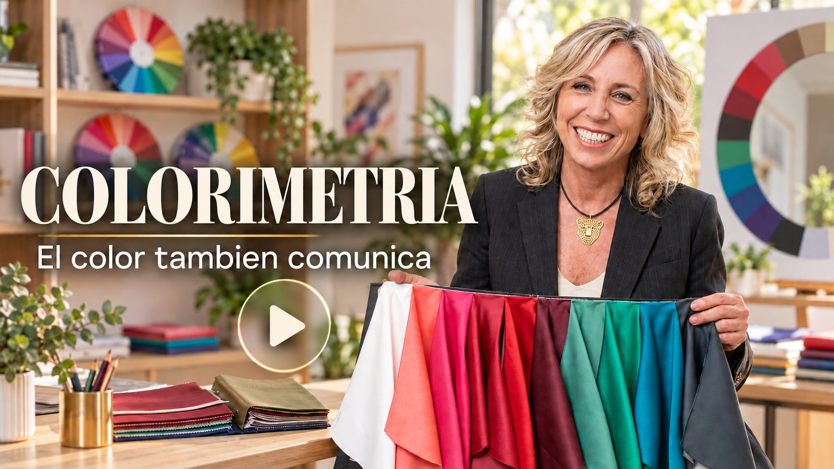 Paula Velasco con telas de colores: el color también comunica
